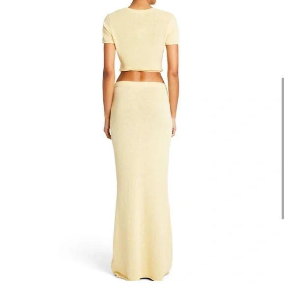 SER.O.YA Kora Knit Maxi Skirt & Top Two-Piece Set in Butter Yellow - Picture 2 of 4